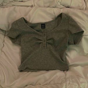 Gray Top With Buttons